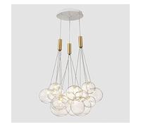 Luxury Gypsophila Glass Ball Led Pendant Lamp Modern Golden Luster Ceiling Hanging Light Home Decor for Dining Living Room Modern LED Chandelier (A 15bubbles)