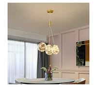 Luxury Gypsophila Glass Ball Led Pendant Lamp Modern Golden Luster Ceiling Hanging Light Home Decor for Dining Living Room Modern LED Chandelier (B 5bubbles)