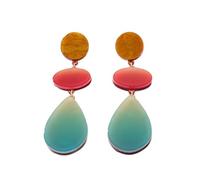 Luxury-lite Acrylic Colourful Gradient Earrings, in a Teardrop-shaped Long Design, Composed of Personalized Circular, Oval and Various Geometric Shapes, for Women's Jewelry Accessories.