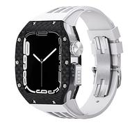 Luxury Modification Kit For Apple Watch 8 7 45MM Band&Case，For iWatch Series 6 SE 5 4 44MM carbon fiber Case Rubber Strap Mod Kit Watchbands