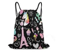 Luxury Paris Eiffel Tower Sacca con Cordoncino Pieghevole Borsa Coulisse Unisex Zaino da Viaggio per Vita Quotidiana Spiaggia Viaggi 36X42Cm