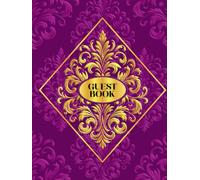 Luxury Purple and Gold Guest Book Damask Perfect for Weddings, Birthdays, Holidays, Receptions, Banquets, Funerals, Parties, Remembrances, Open ... for 5 guests, can record over 480 guests.