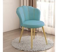 Luxury Shell Shaped Vanity Chair with Golden Metal Legs and Padded Fabric Seat Pink Velvet Accent Chair for Living Room Bedroom or Home Office