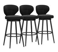 Luxury Velvet Bar Stools with Metal Footrest Set o 3 moderne catene a sostegno posteriore per cucina isola pub colore nero 65 cm design rotante