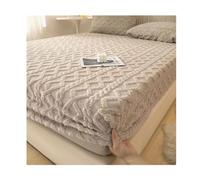 Luxury Velvet Mattress Covers,High Elasticity Breathable Magic Bed Pad Set,Soft Comfortable Deep Pocket Fitted Sheet with Pillowcase,All Season Anti-Slip Bedspread (Khaki, 150 * 200cm)
