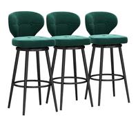 Luxury Velvet Swivel Bar Set di 3 catene girevoli in metallo o 3 moderne catene di sostegno per cucina isola pub verde, 65 cm di altezza