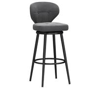Luxury Velvet Swivel Bar Stool with Metal Footrest Modern Backed Bar Chair for Kitchen Island Pub o Home Single Gray 75 cm altezza