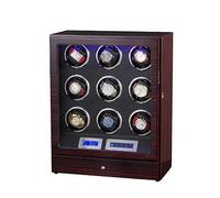 Luxury Wood Unisex Watch Winder, Luxury Remote Control LCD Display Touch Screen Rotation Winders Deluxe Silent Motor Pine Box LED Ambient Light