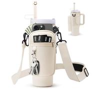 LuxurySP Compatibile con borraccia Stanley da 1,18 l, con custodia per telefono, borsa portabottiglie con tracolla regolabile e copertura per cannuccia, per escursioni, viaggi e campeggio (crema, 1184