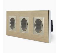 Luxus-Time Presa a 3 prese in triplo design telaio in alluminio per la presa da incasso DE 3 prese Schuko in oro LXBA3-13-71-13