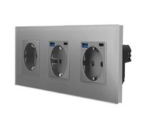 Luxus-Time Presa Schuko + 2 prese con connettore USB-A USB-C per la ricarica, montaggio a incasso, alimentatore di rete USB A/C, caricatore multiplo da 20 W, ricarica rapida
