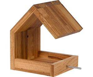 Luxus-Vogelhaus 46850e - Stazione di alimentazione per uccelli in quercia con tetto a sella e asta di atterraggio