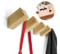 luXva® Ganci da parete in bambù, 5 pezzi, ganci appendiabiti in legno, per giacche, cappotti, sciarpe, borse, cappelli e altro ancora, ganci minimalisti