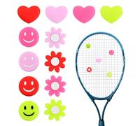 Luxvara 12 Pezzi Ammortizzatori da Racchetta in Silicone, Antivibrazione Tennis Racchetta Vibrazione Smorzatore, Ammortizzatore da Tennis Racchetta Shock Ammortizzante, Cuore Smiley Fiore, 4 Colori