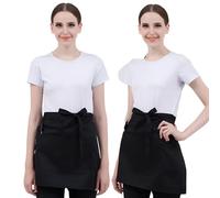 Luxvara 2 Pezzi Grembiule da Cucina per Donne Uomini Chef Opere Grembiule con 2 Tasche, Mezzo Grembiuli da Cucina, Grembiule Corto Cameriera Cameriere, per Cucinare, Cucina, Bar, Ristorante (Nero)