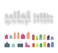 Luxvara 22 Pezzi Stampi in Silicone per Colata Case 3D Stampo in Resina Portacandele, Casette per La Casa per Candele Fai da Te per Candele, Candele per Decorazioni Natalizie, Siliconica Sapone Gesso