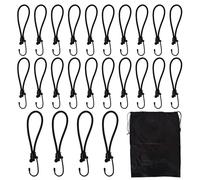 Luxvara 24 Pezzi Corde Elastiche con Gancio, Elastici con Ganci e Pratica Borsa, Ganci Elastici Tenditori per Teloni Occhiellati e Striscioni, Corda Elastica con Ganci per Teloni e Reti, 19.5cm