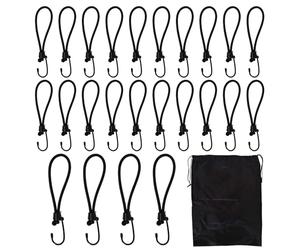 Luxvara 24 Pezzi Corde Elastiche con Gancio, Elastici con Ganci e Pratica Borsa, Ganci Elastici Tenditori per Teloni Occhiellati e Striscioni, Corda Elastica con Ganci per Teloni e Reti, 19.5cm