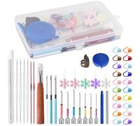 Luxvara 46 Pezzi Punch Cuciture Tool, Ago per Ricamo Aghi da Punzonatura 10 Taglie, Punzonatura per Cucito Regolabili con Marcapunti Uncinetto, Punch Needle Kit con Infila Ago per Lavori Di Cucito