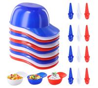 Luxvara Ciotole per Gelato con Casco da Baseball, 12 Pezzi Coppette Gelato con Cucchiaio, Riutilizzabile e Impilabile, Ciotole Dessert Plastica per Famiglia, Campeggio, Feste, 3 Colori