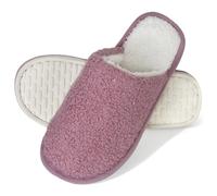 Luxvara Pantofole Donna Uomo Antiscivolo, Peluche Materiale Comode leggere e Calde Slippers per Interni Pantofole Ospiti Lavabili Autunno Inverno Ciabatte per Hotel Casa Spa, Viola, 38-39 EU