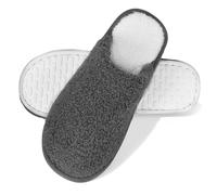 Luxvara Pantofole Donna Uomo Antiscivolo, Peluche Materiale Comode leggere e Calde Slippers per Interni Pantofole Ospiti Lavabili Autunno Inverno Ciabatte per Hotel Casa Spa, Grigio, 42-43 EU