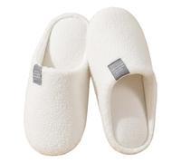 Luxvara Pantofole Peluche Donna Uomo Antiscivolo Calde leggere Morbide Comode Antiscivolo Slippers per Interni Pantofole Ospiti Lavabili Autunno Inverno Ciabatte per Hotel Casa Spa, Bianco, 36-37 EU