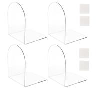 Luxvara Set da 4 Fermalibri in Acrilico, Ferma Libri in Acrilico Trasparente, Supporti a Forma di L con Basi Antiscivolo, Organizzatore per Libri per Scuola, Casa, Ufficio, Biblioteca