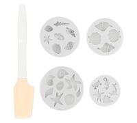 Luxvara Set di 4 Stampi in Silicone a Tema Marino, Stampi Silicone Alimentare Marino Riutilizzabili, Conchiglie Stelle Marine Coralli Animale Oceano Stampo per Cioccolato Torte
