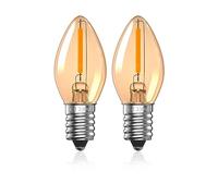 Luxvista 0.5W E14 lampadine a LED, C7 lampadina luce notturna, 2200K ambra bianco caldo LED lampadina di sale, SES Vintage piccola lampadina a vite Edison, Mini E14 lampadine a candela - 2Pack