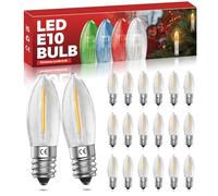 Luxvista 20 x E10 LED Lampadina Candela 0.2W Candela Top Candela di Ricambio Dimmerabile Bianco Caldo 2200K Candela Lampadina Tapered, AC 10-55V, Lampadina Ponte D'Arco di Candela per Candelabro