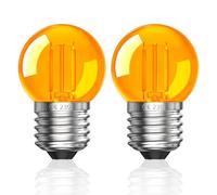 Luxvista 2W Lampadina Vintage LED E27,G40 Lampadine LED E27 Luce Calda 2000K Ambra Lampadine per Lampade per un Sonno Sano e Notturno,Equivalenti a 20W,Non Dimmerabili, 2 Pezzi