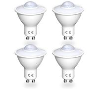 Luxvista 4-Unità Lampadine 5W GU10 LED con Sensore di Movimento e Sensore Crepuscolare, Equivalente a 50W a Incandescenza, per Lampione, Patio, Garage (Luce Calda 3000K, Non Regolabile)