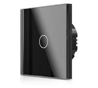 Luxvista Interruttore luminoso unipolare, Interruttore touch control con pannello in vetro nero, Interruttore a parete con indicatore LED, Per l'illuminazione domestica, 1 banda 1 via
