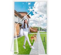Luxvix Zanzariera Magnetica Porta, 110x235 cm Rete Fine, Zanzariere per Porte con Apertura Laterale in Poliestere, Zanzariere Magnetiche Porta del Balcone, Monta Facilmente, Non Serve Forare Bianco
