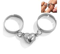 Luxylei Anelli Magnetici per Coppie 2 PCS Matching Set Migliore Amico Amore Anelli Magneti Cardiaci Regolabili Regali Ad a Catena Cubana