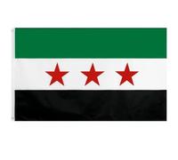 Luxylei Bandiera della Siria 90 * 150 Cm Poliestere Repubblica Araba Siriana Bandiera a Tre Stelle Colore Vivido Banner Esterno Siriano per Decorazione del Festival