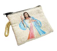 Luxylei Borsa per Rosario con Ricamo Cattolico della Misericordia di Gesù Cristo, Portamonete per, Porta Rosario, Rosari Sfusi, Porta Collana di Perline Uomo