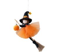 Luxylei Ciondolo a Forma di Scopa Volante di Strega di Halloween, Zucca E, Decorazione Appendere, Ciondolo a Forma di Scopa in Tessuto E Legno per Decorazione di Una Casa Stregata.