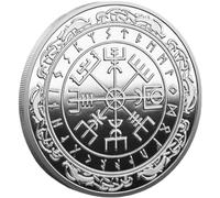 Luxylei Moneta Mjolnir Vichinga Norrena Moneta Bussola Vichinga Moneta Martello di Thor Talismano della Mitologia Nordica Moneta Vegvisir