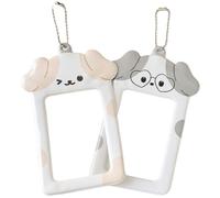 Luxylei Porta Badge Identificativo con Portachiavi, 2 Pezzi, a Forma di Gatto, Cane, Animale, per Studenti, Carte D'identità, Carte di Credito, Custodia Protettiva per Foto