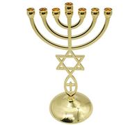 Luxylei Portacandele Menorah a 7 Rami Stella di David Candelieri Tempio di Gerusalemme Portacandele Ebraico a 7 Rami
