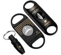 Luxylei Set Tagliasigari V Forbici per Sigari a Doppia Lama in Acciaio Inossidabile Accessori Forbici per Sigari Ghigliottina Strumento per Tagliare Sigari Viaggio Portatile