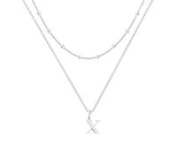 LUXYSODE Collane con iniziale per Wome S925 Collana in argento con lettera piccola collana con ciondolo iniziale in argento A-Z regalo personalizzato gioielli alla moda, Grande, Argento, Nessuna
