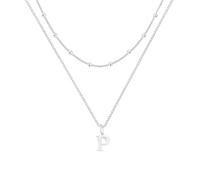 LUXYSODE Collane con iniziale per Wome S925 Collana in argento con lettera piccola collana con ciondolo iniziale in argento A-Z regalo personalizzato gioielli alla moda, Grande, Argento, Nessuna