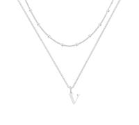 LUXYSODE Collane con iniziale per Wome S925 Collana in argento con lettera piccola collana con ciondolo iniziale in argento A-Z regalo personalizzato gioielli alla moda, Grande, Argento, Nessuna
