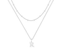 LUXYSODE Collane con iniziale per Wome S925 Collana in argento con lettera piccola collana con ciondolo iniziale in argento A-Z regalo personalizzato gioielli alla moda, Grande, Argento, Nessuna
