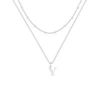 LUXYSODE Collane con iniziale per Wome S925 Collana in argento con lettera piccola collana con ciondolo iniziale in argento A-Z regalo personalizzato gioielli alla moda, Grande, Argento, Nessuna