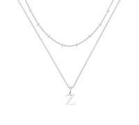 LUXYSODE Collane con iniziale per Wome S925 Collana in argento con lettera piccola collana con ciondolo iniziale in argento A-Z regalo personalizzato gioielli alla moda, Grande, Argento, Nessuna