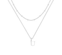 LUXYSODE Collane con iniziale per Wome S925 Collana in argento con lettera piccola collana con ciondolo iniziale in argento A-Z regalo personalizzato gioielli alla moda, Grande, Argento, Nessuna